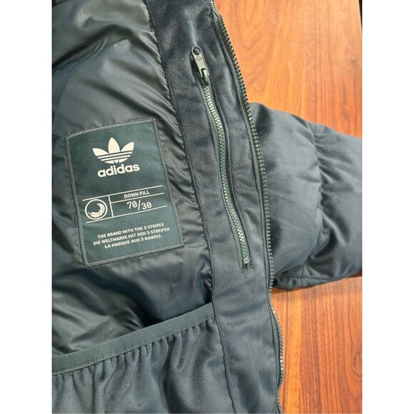 Adidas Women's Dark Green Velvet Down Full Zip Puffer Jacket Size Small NWT - Picture 11 of 14